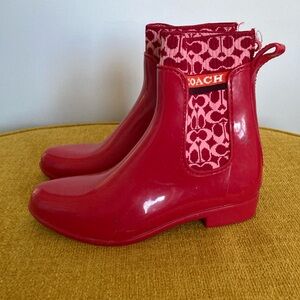 Coach Red Ankle Rain Boots